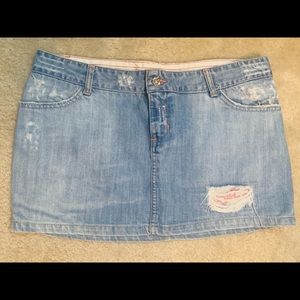 Distressed Jean Mini Skirt